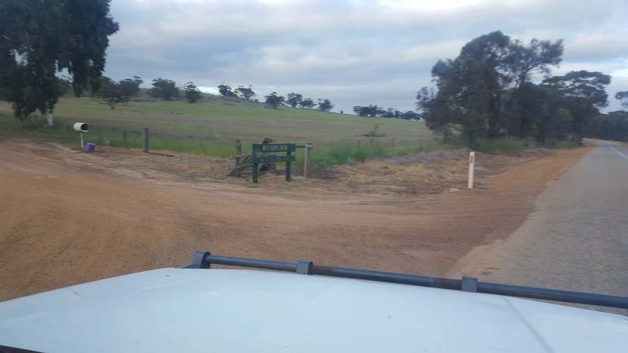Farm entrance where the driveway meets the road